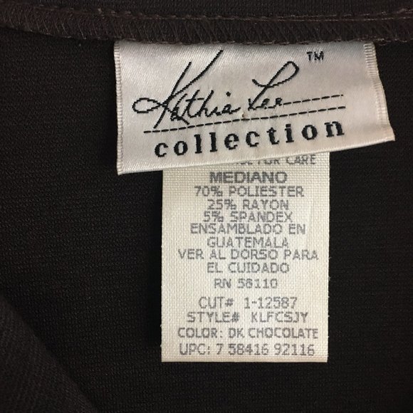 Kathie Lee Collection Long Knit Jacket Full Zip Mock Neck Brown Women's Medium - Picture 9 of 10